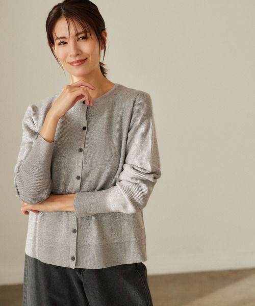 Elura（エルーラ）の「ラメリブニットカーディガン／104277（カーディガン/ボレロ・レディース・ベージュ/ライトグレー・FREE）」の2枚目の写真