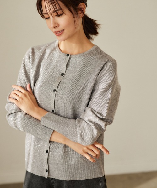 Elura（エルーラ）の「ラメリブニットカーディガン／104277（カーディガン/ボレロ・レディース・ベージュ/ライトグレー・FREE）」の7枚目の写真