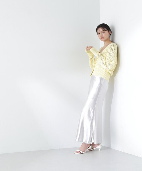 NATURAL BEAUTY BASIC（ナチュラルビューティーベーシック）の「◇メタルサテンナロースカート（スカート・レディース・グレー/ブルー・MEDIUM）」の3枚目の写真