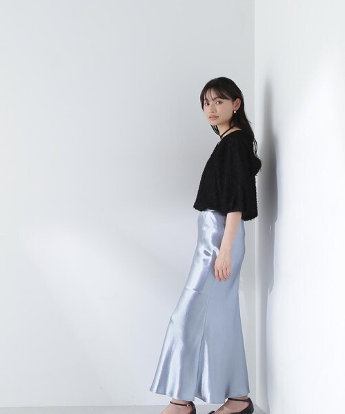 NATURAL BEAUTY BASIC（ナチュラルビューティーベーシック）の「◇メタルサテンナロースカート（スカート・レディース・グレー/ブルー・MEDIUM）」の13枚目の写真