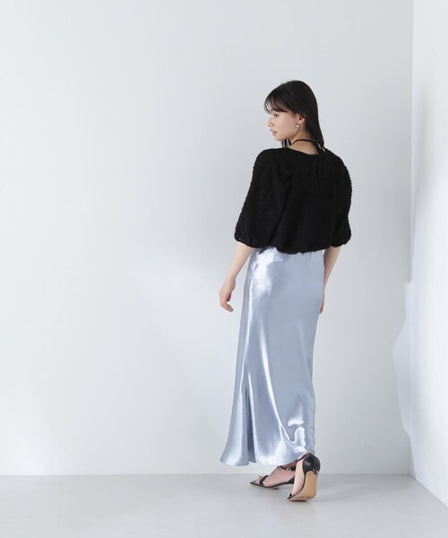 NATURAL BEAUTY BASIC（ナチュラルビューティーベーシック）の「◇メタルサテンナロースカート（スカート・レディース・グレー/ブルー・MEDIUM）」の11枚目の写真