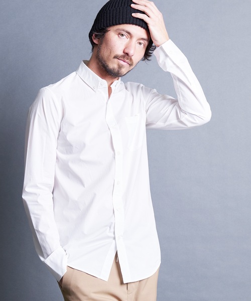Magine(マージン)の「CTN TYPEWRITER BASIC B.D SHIRTS:コットン タイプライター ベーシック ボタンダウンシャツ(シャツ/ブラウス・メンズ・ブラック/ベージュ/ネイビー/ホワイト・44/46/48)」の8枚目の写真