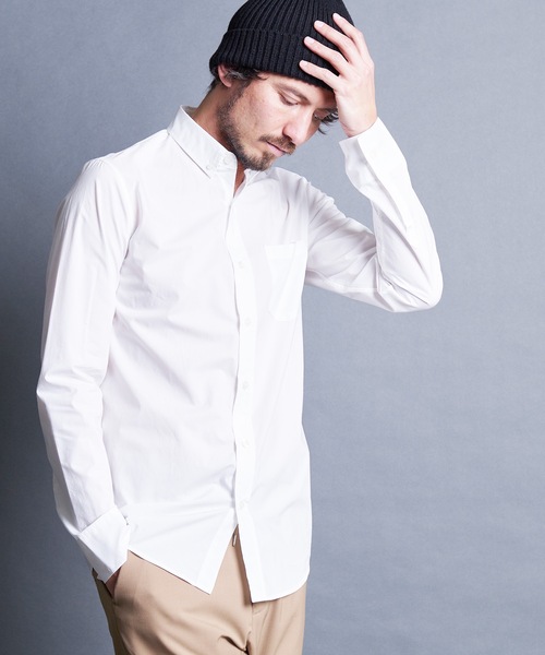 Magine(マージン)の「CTN TYPEWRITER BASIC B.D SHIRTS:コットン タイプライター ベーシック ボタンダウンシャツ(シャツ/ブラウス・メンズ・ブラック/ベージュ/ネイビー/ホワイト・44/46/48)」の9枚目の写真