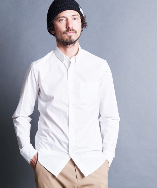 Magine(マージン)の「CTN TYPEWRITER BASIC B.D SHIRTS:コットン タイプライター ベーシック ボタンダウンシャツ(シャツ/ブラウス・メンズ・ブラック/ベージュ/ネイビー/ホワイト・44/46/48)」の10枚目の写真