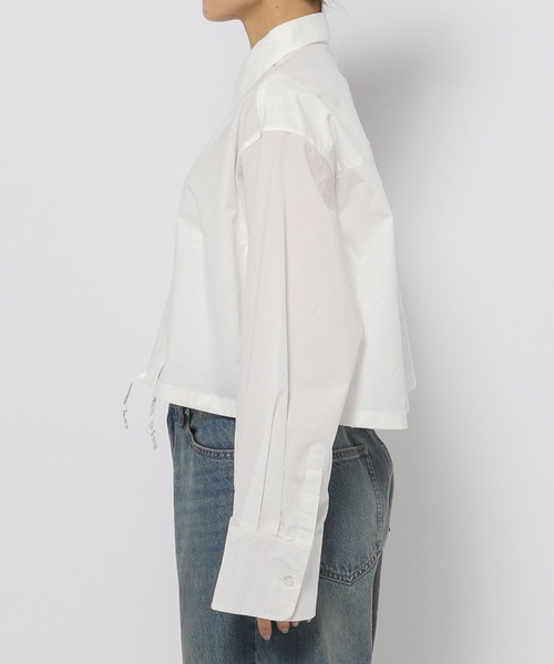 LOWRYS FARM（ローリーズファーム）の「ドロストクロップドシャツＬＳ 996959（シャツ/ブラウス・レディース・ホワイト/ブラック/ライトブルー・FREE）」の10枚目の写真