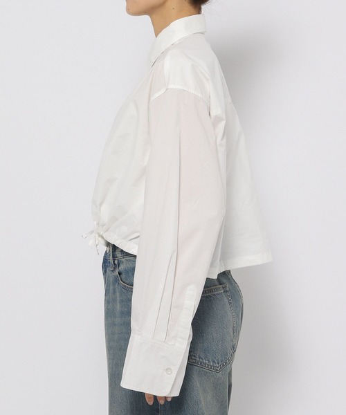 LOWRYS FARM（ローリーズファーム）の「ドロストクロップドシャツＬＳ 996959（シャツ/ブラウス・レディース・ホワイト/ブラック/ライトブルー・FREE）」の13枚目の写真
