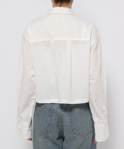 LOWRYS FARM（ローリーズファーム）の「ドロストクロップドシャツＬＳ 996959（シャツ/ブラウス・レディース・ホワイト/ブラック/ライトブルー・FREE）」の14枚目の写真