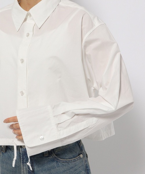 LOWRYS FARM（ローリーズファーム）の「ドロストクロップドシャツＬＳ 996959（シャツ/ブラウス・レディース・ホワイト/ブラック/ライトブルー・FREE）」の16枚目の写真