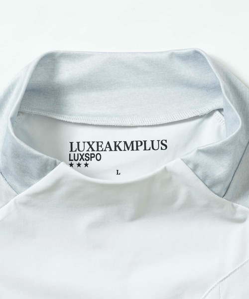 LUXEAKMPLUS（リュクスエイケイエムプラス）の「LUXEAKMPLUS(リュクスエイケイエムプラス)ゴルフ 配色ロゴ半袖モックネックTシャツ（Tシャツ/カットソー・メンズ・ブラック/ホワイト・S/M/L/XL/XXL）」の21枚目の写真