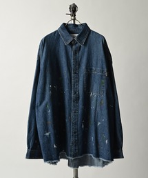 【ADAMPATEK/アダムパテック】paint denim loose shirt/ルーズデニムシャツ
