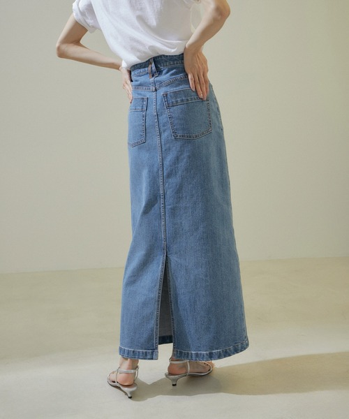 SALON adam et rope'(サロン アダム エ ロペ)の「【WEB限定】リメイクライクデニムスカート【洗える】(デニムスカート・レディース・サックスブルー/ブルー系その他4/グレー・S/M)」の2枚目の写真
