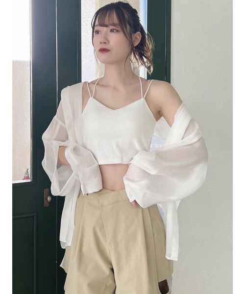 dazzlin（ダズリン）の「カップ付キャミ（キャミソール・レディース・オフホワイト/ブラック/ベージュ/ピンク・FREE）」の14枚目の写真