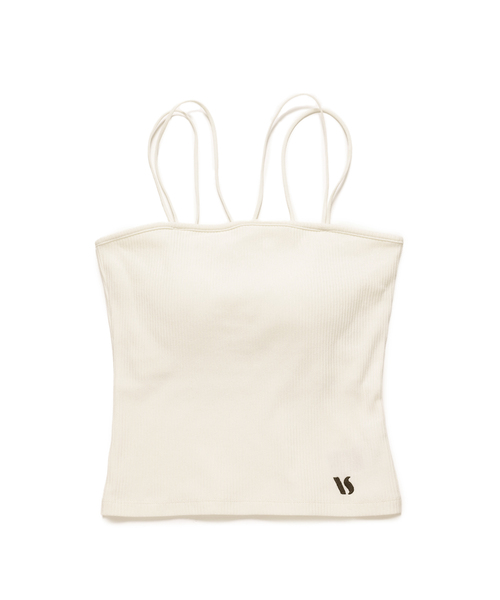 VIS(ビス)の「【選べる着丈】カップ付きロゴ刺繍Wストラップキャミソール【洗える】(キャミソール・レディース・ブラック/オフホワイト/ホワイト・FREE/FS)」の13枚目の写真