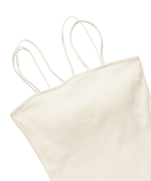 VIS(ビス)の「【選べる着丈】カップ付きロゴ刺繍Wストラップキャミソール【洗える】(キャミソール・レディース・ブラック/オフホワイト/ホワイト・FREE/FS)」の15枚目の写真