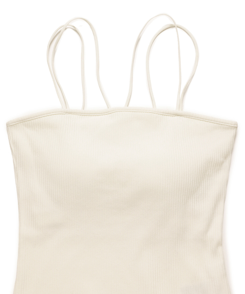 VIS(ビス)の「【選べる着丈】カップ付きロゴ刺繍Wストラップキャミソール【洗える】(キャミソール・レディース・ブラック/オフホワイト/ホワイト・FREE/FS)」の16枚目の写真