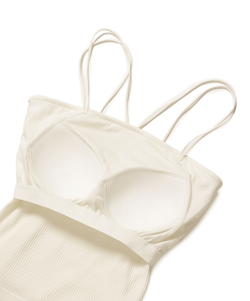 VIS(ビス)の「【選べる着丈】カップ付きロゴ刺繍Wストラップキャミソール【洗える】(キャミソール・レディース・ブラック/オフホワイト/ホワイト・FREE/FS)」の19枚目の写真