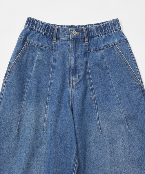 DOUBLE NAME(ダブルネーム)の「コクーンタックデニムパンツ(デニムパンツ・レディース・ライトインディゴブルー/ダークインディゴブルー・FREE)」の3枚目の写真