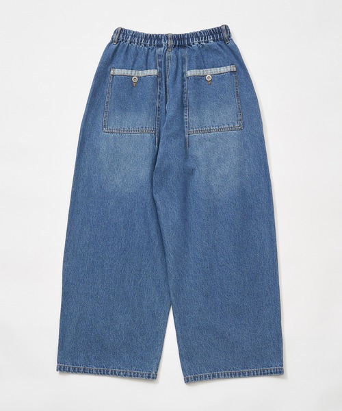 DOUBLE NAME(ダブルネーム)の「コクーンタックデニムパンツ(デニムパンツ・レディース・ライトインディゴブルー/ダークインディゴブルー・FREE)」の4枚目の写真