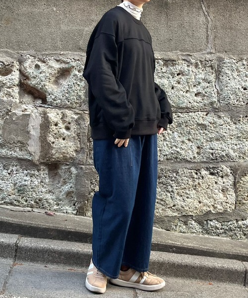 DOUBLE NAME(ダブルネーム)の「コクーンタックデニムパンツ(デニムパンツ・レディース・ライトインディゴブルー/ダークインディゴブルー・FREE)」の10枚目の写真