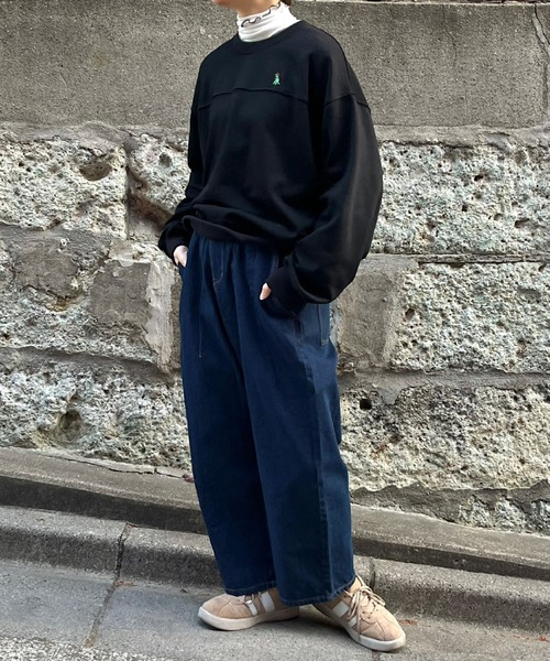 DOUBLE NAME(ダブルネーム)の「コクーンタックデニムパンツ(デニムパンツ・レディース・ライトインディゴブルー/ダークインディゴブルー・FREE)」の16枚目の写真