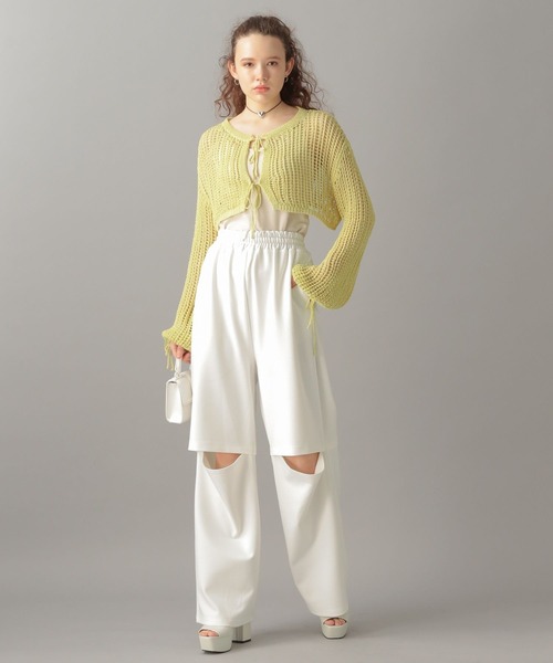 FOREVER 21（フォーエバー トゥエンティーワン）の「【2024SS】膝スリットパンツ（その他パンツ・レディース・ブラック/オフホワイト・SMALL/MEDIUM）」の4枚目の写真