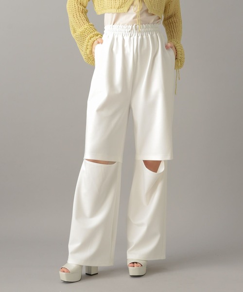 FOREVER 21（フォーエバー トゥエンティーワン）の「【2024SS】膝スリットパンツ（その他パンツ・レディース・ブラック/オフホワイト・SMALL/MEDIUM）」の5枚目の写真