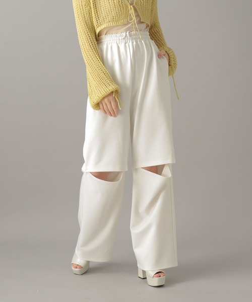 FOREVER 21（フォーエバー トゥエンティーワン）の「【2024SS】膝スリットパンツ（その他パンツ・レディース・ブラック/オフホワイト・SMALL/MEDIUM）」の6枚目の写真