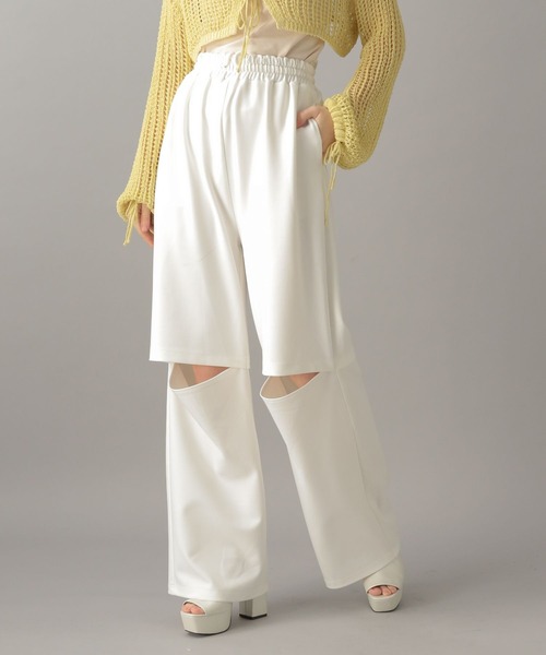 FOREVER 21（フォーエバー トゥエンティーワン）の「【2024SS】膝スリットパンツ（その他パンツ・レディース・ブラック/オフホワイト・SMALL/MEDIUM）」の7枚目の写真