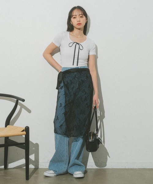 VANNIE U(ヴァニーユー)の「リボンコンパクトチビTシャツ(Tシャツ/カットソー・レディース・ブラック/グレー/ホワイト・FREE)」の5枚目の写真