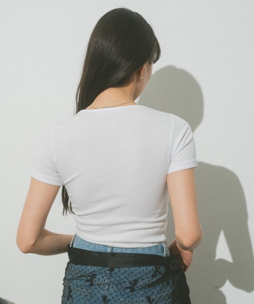 VANNIE U(ヴァニーユー)の「リボンコンパクトチビTシャツ(Tシャツ/カットソー・レディース・ブラック/グレー/ホワイト・FREE)」の14枚目の写真