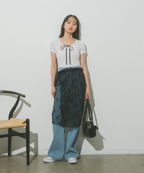 VANNIE U(ヴァニーユー)の「リボンコンパクトチビTシャツ(Tシャツ/カットソー・レディース・ブラック/グレー/ホワイト・FREE)」の16枚目の写真