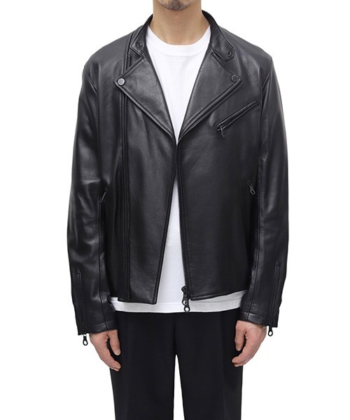 CINQUANTA（チンクアンタ）の「CINQUANTA / チンクワンタ：STAND COLLAR DOUBLE RIDERS：H517[MUS]（ライダースジャケット・メンズ・ブラック・48/50）」の10枚目の写真