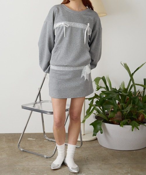 Chick（チック）の「カジュアルリボンレーススウェット&ラインミニスカート セットアップ 2点セット（スウェット・メンズ・グレー・FREE）」の16枚目の写真