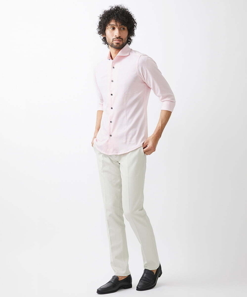 MICHEL KLEIN HOMME (ミッシェルクランオム)の「《日本製》立体柄ストレッチラッセル七分袖シャツ(シャツ/ブラウス・メンズ・ライトグレー/ネイビー/ピンク・MEDIUM/LARGE/X-LARGE)」の19枚目の写真