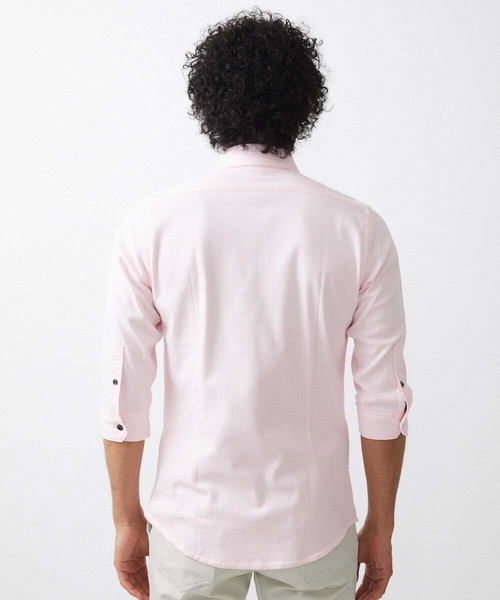 MICHEL KLEIN HOMME (ミッシェルクランオム)の「《日本製》立体柄ストレッチラッセル七分袖シャツ(シャツ/ブラウス・メンズ・ライトグレー/ネイビー/ピンク・MEDIUM/LARGE/X-LARGE)」の22枚目の写真