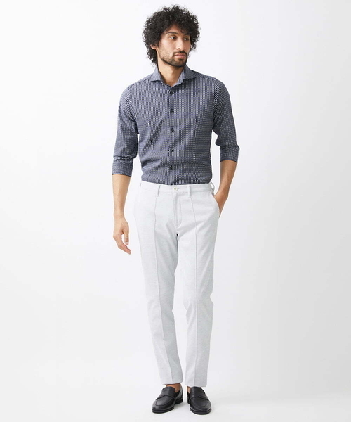MICHEL KLEIN HOMME (ミッシェルクランオム)の「《日本製》立体柄ストレッチラッセル七分袖シャツ(シャツ/ブラウス・メンズ・ライトグレー/ネイビー/ピンク・MEDIUM/LARGE/X-LARGE)」の12枚目の写真