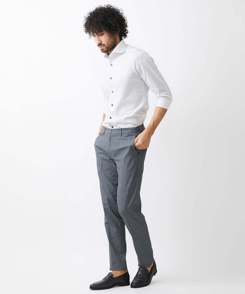 MICHEL KLEIN HOMME (ミッシェルクランオム)の「《日本製》立体柄ストレッチラッセル七分袖シャツ(シャツ/ブラウス・メンズ・ライトグレー/ネイビー/ピンク・MEDIUM/LARGE/X-LARGE)」の15枚目の写真