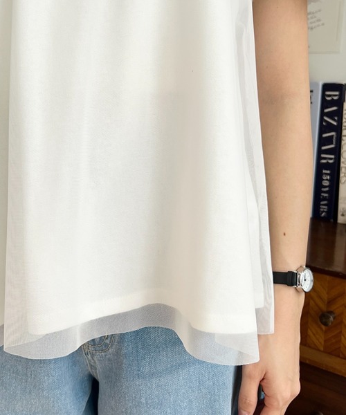 セール】フラワーレースパフスリーブ半袖Tシャツ（Tシャツ
