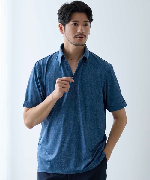 UNION STATION（ユニオンステーション）の「総柄プリントポロシャツ（ポロシャツ・メンズ・ネイビー/ブルー・L/M/LL）」の3枚目の写真