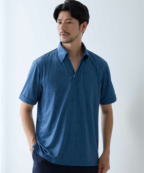 UNION STATION（ユニオンステーション）の「総柄プリントポロシャツ（ポロシャツ・メンズ・ネイビー/ブルー・L/M/LL）」の4枚目の写真