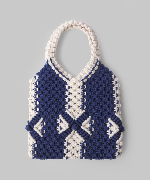 minia(ミニア)の「マクラメミニトート(ハンドバッグ・レディース・グリーン/オレンジ/ネイビー・FREE)」の3枚目の写真