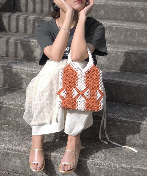 minia(ミニア)の「マクラメミニトート(ハンドバッグ・レディース・グリーン/オレンジ/ネイビー・FREE)」の20枚目の写真