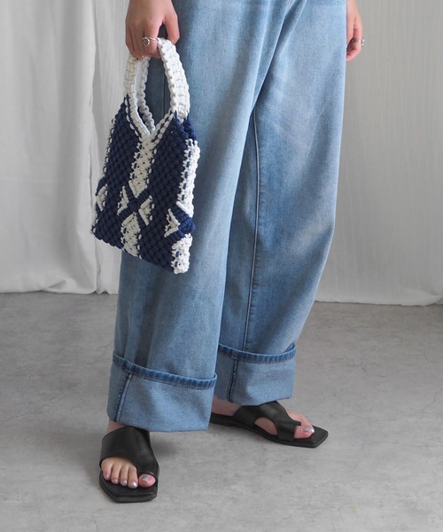 minia(ミニア)の「マクラメミニトート(ハンドバッグ・レディース・グリーン/オレンジ/ネイビー・FREE)」の12枚目の写真