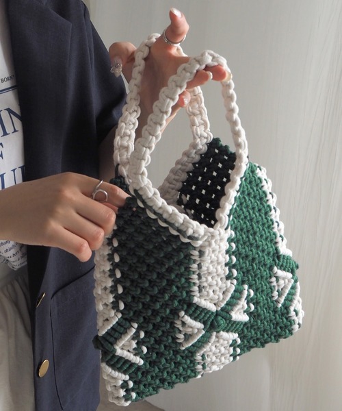 minia(ミニア)の「マクラメミニトート(ハンドバッグ・レディース・グリーン/オレンジ/ネイビー・FREE)」の15枚目の写真