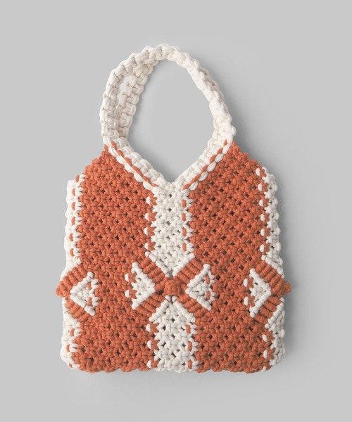 minia(ミニア)の「マクラメミニトート(ハンドバッグ・レディース・グリーン/オレンジ/ネイビー・FREE)」の4枚目の写真