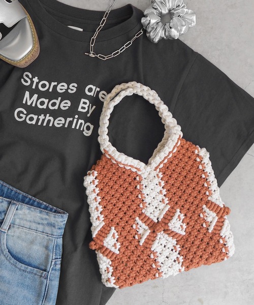 minia(ミニア)の「マクラメミニトート(ハンドバッグ・レディース・グリーン/オレンジ/ネイビー・FREE)」の19枚目の写真