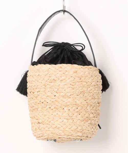 kakatoo(カカトゥ)の「カカトゥ kakatoo / リボンチャームラフィアバッグ(かごバッグ・レディース・シルバー/ブラック・FREE)」の3枚目の写真