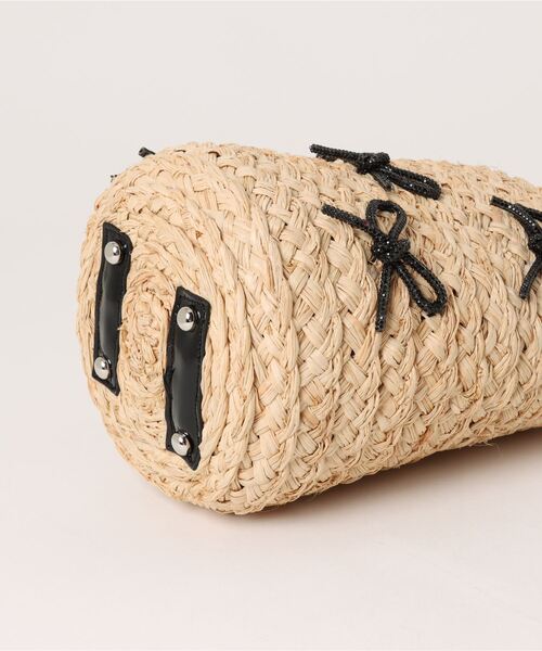 kakatoo(カカトゥ)の「カカトゥ kakatoo / リボンチャームラフィアバッグ(かごバッグ・レディース・シルバー/ブラック・FREE)」の4枚目の写真