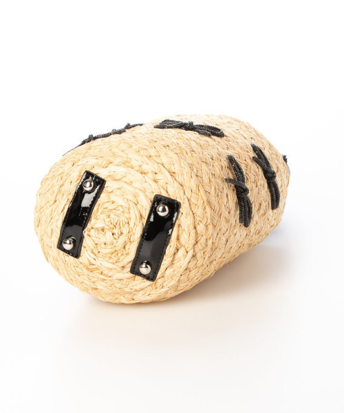 kakatoo(カカトゥ)の「カカトゥ kakatoo / リボンチャームラフィアバッグ(かごバッグ・レディース・シルバー/ブラック・FREE)」の9枚目の写真