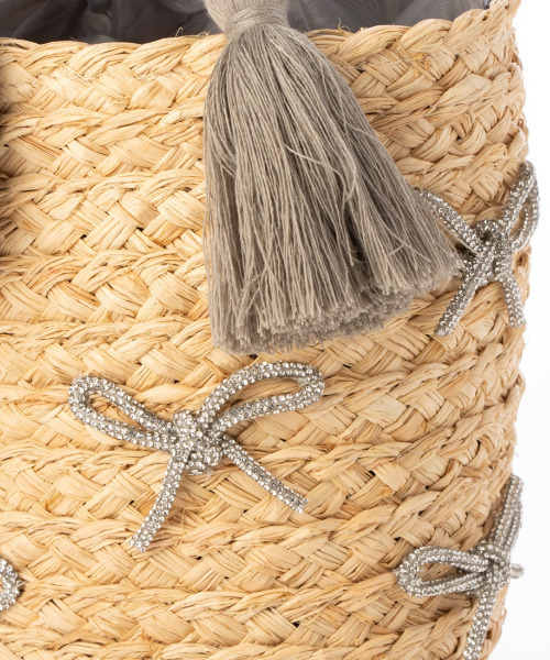 kakatoo(カカトゥ)の「カカトゥ kakatoo / リボンチャームラフィアバッグ(かごバッグ・レディース・シルバー/ブラック・FREE)」の15枚目の写真